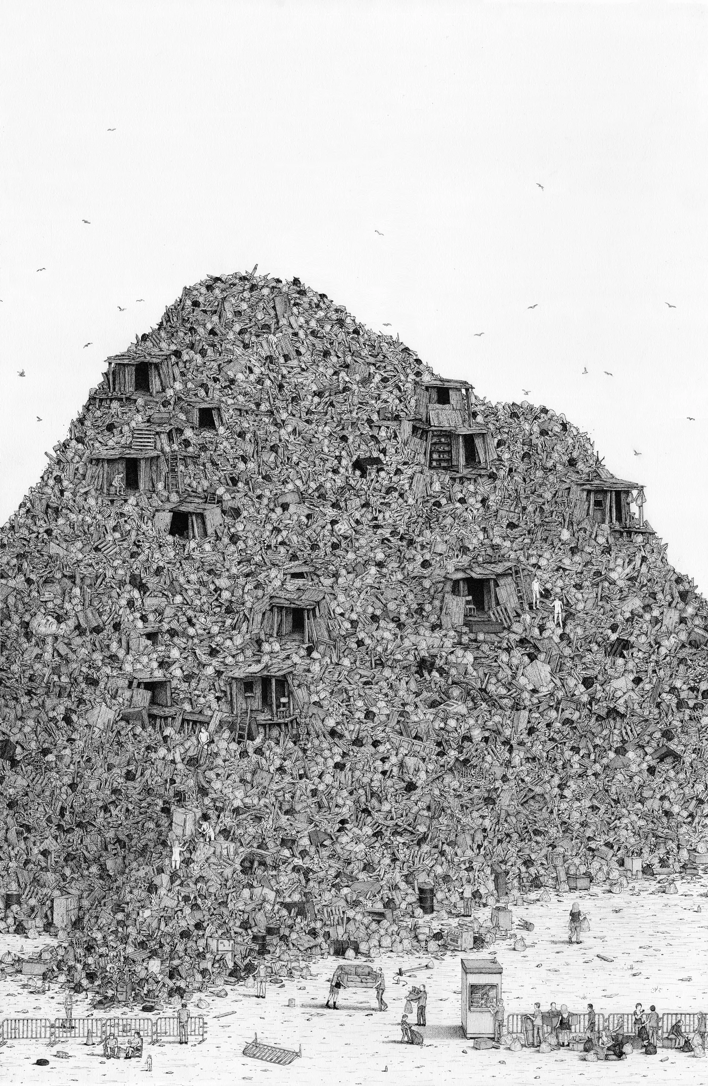 Trash (2015) - ink drawing by Ben Tolman