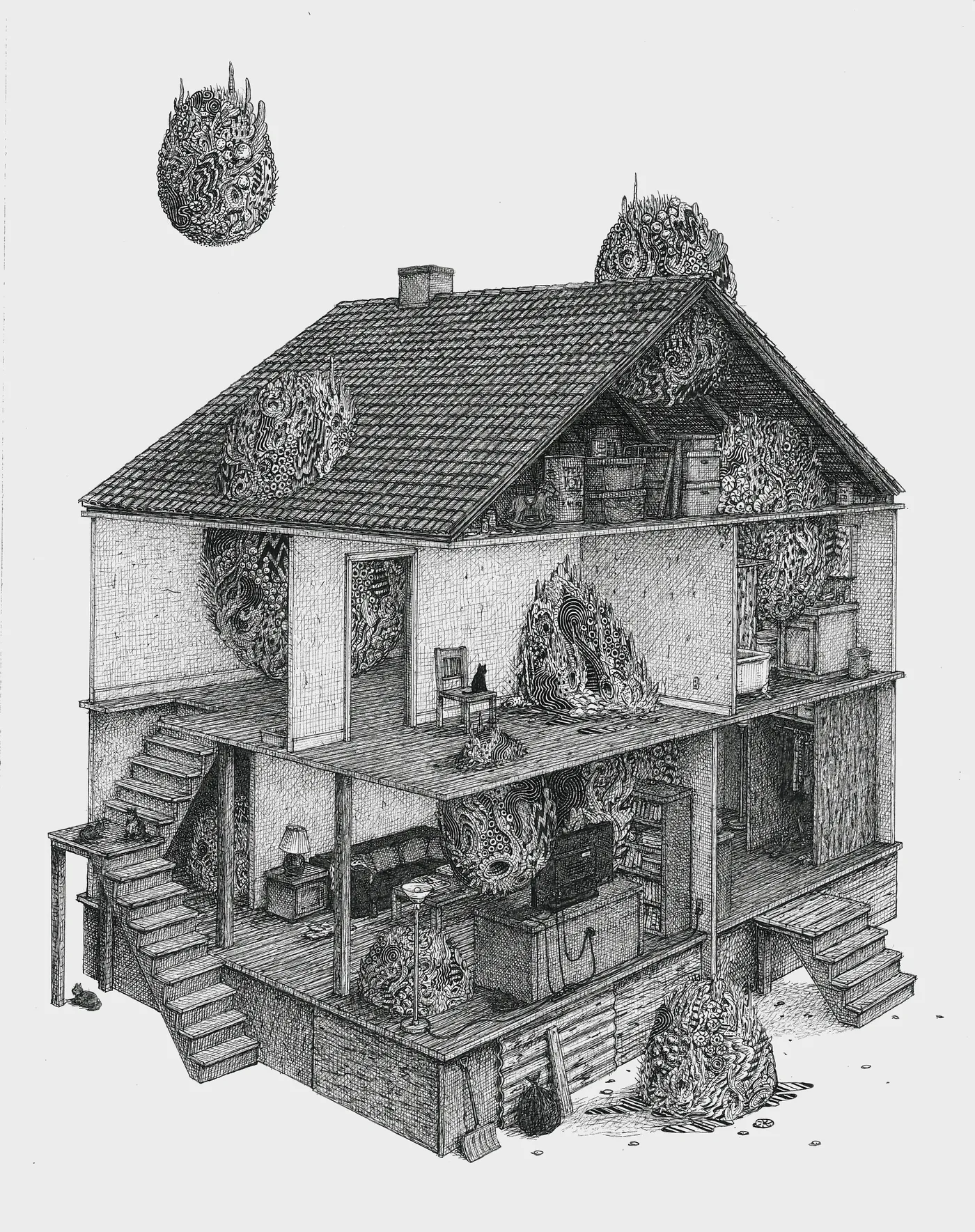 Invasion (2016) - ink drawing by Ben Tolman
