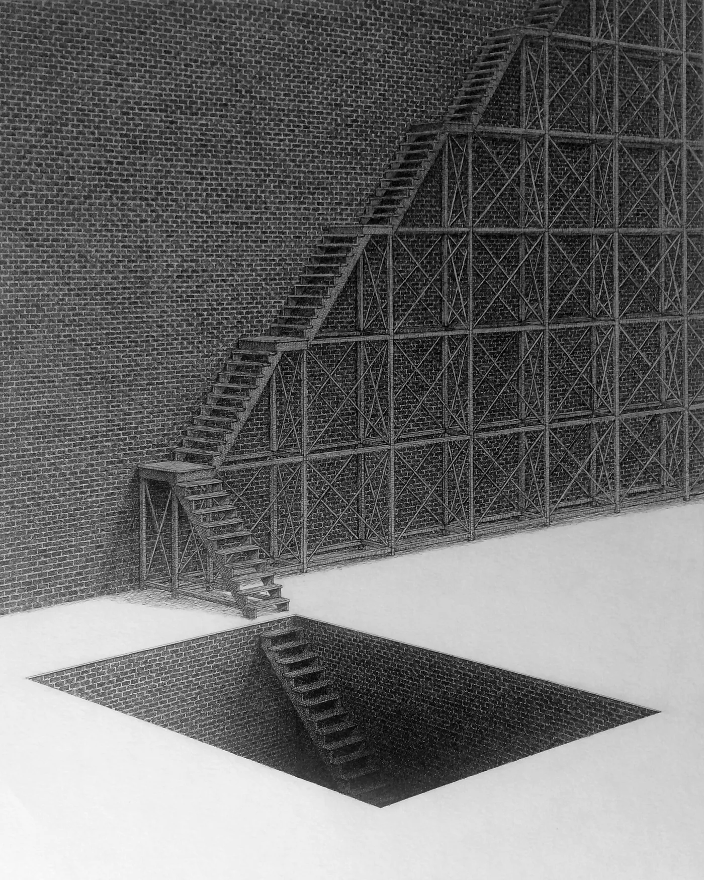 Basement (2016) - ink drawing by Ben Tolman