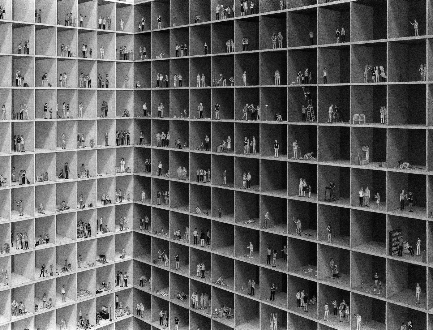 Apartments (2025) - ink drawing by Ben Tolman