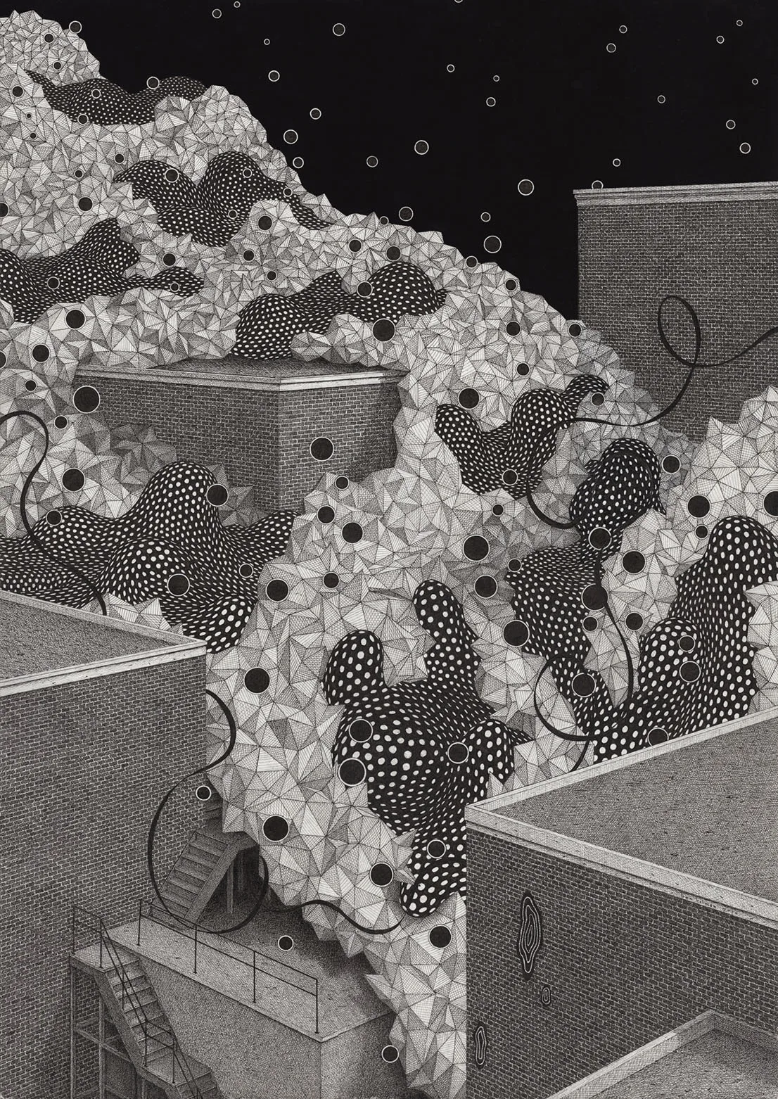 Quietly (2017) - ink drawing by Ben Tolman