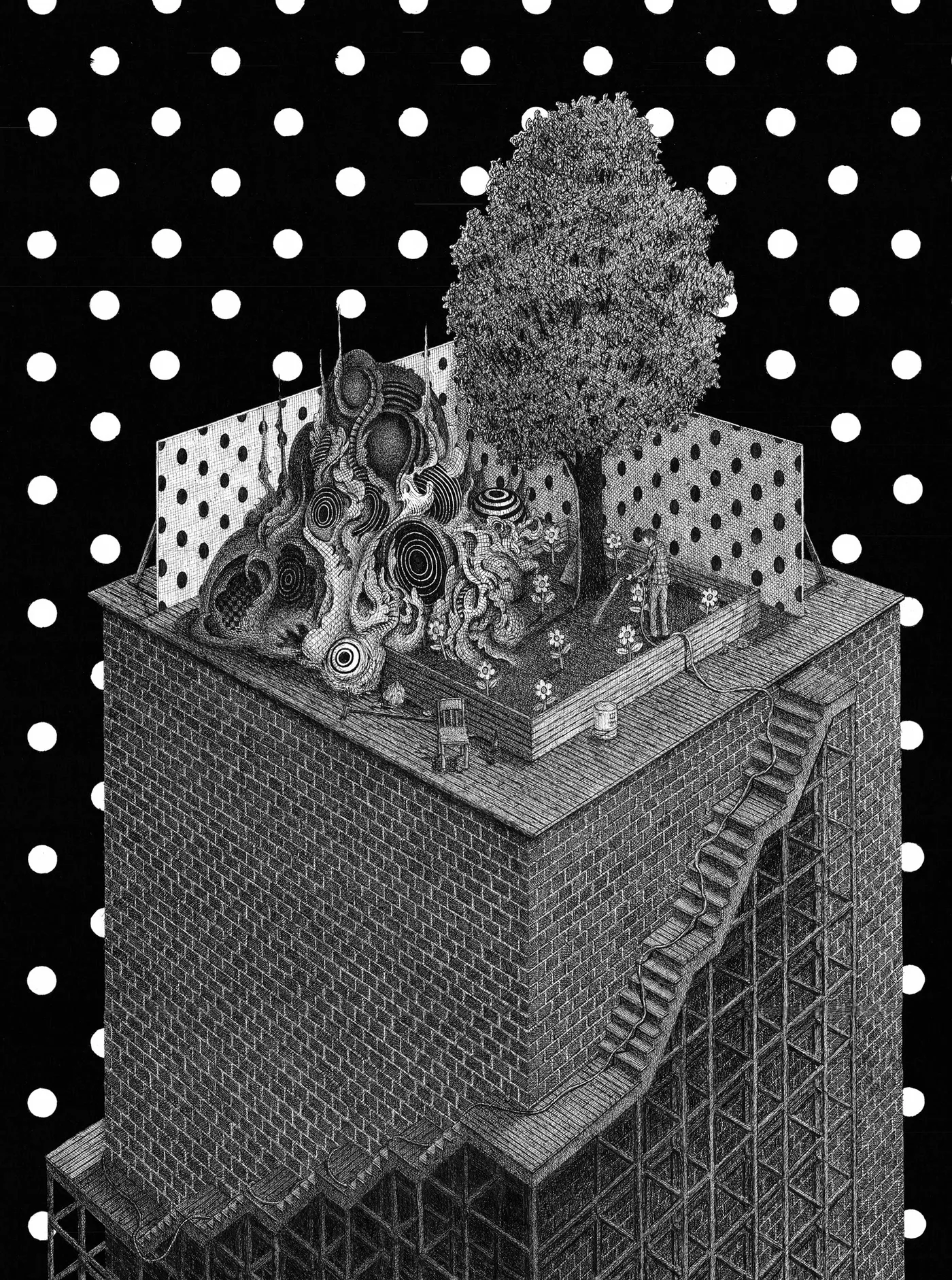 Garden (2017) - ink drawing by Ben Tolman