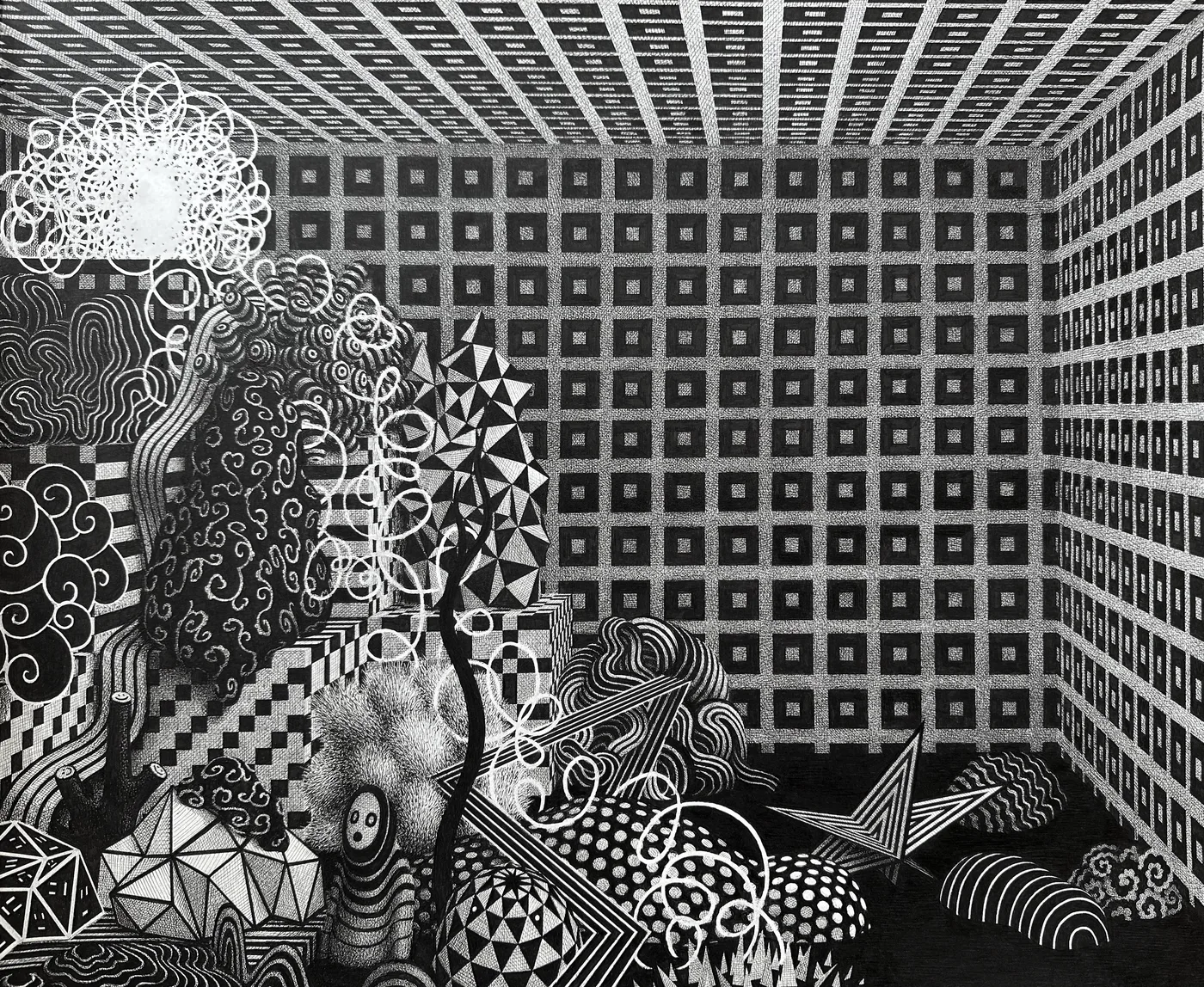 Fragments (2022) - ink drawing by Ben Tolman